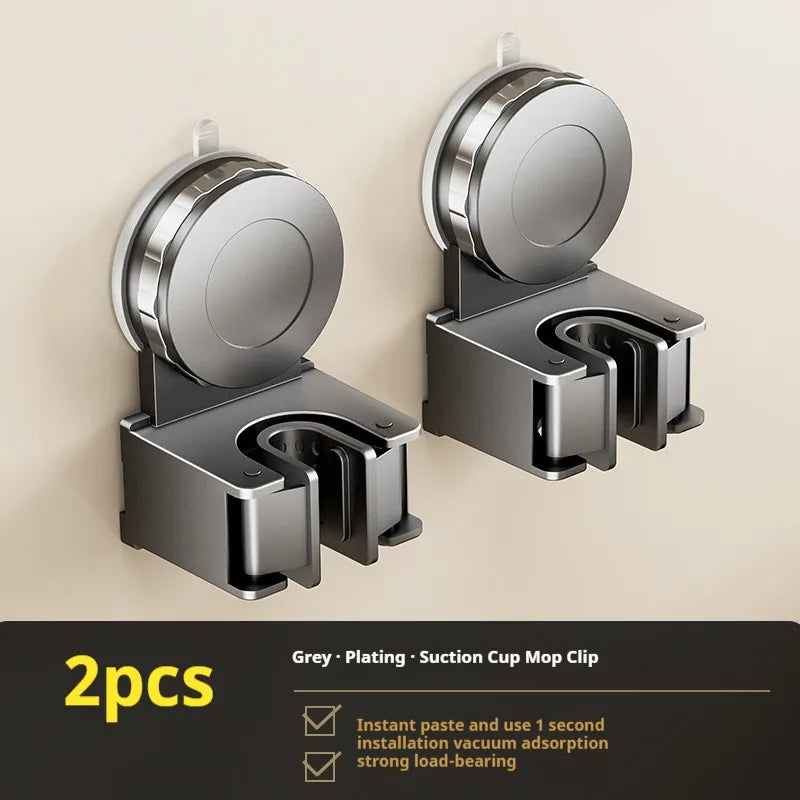 2x Support Balai & Vadrouille Mural – Fixation Ventouse