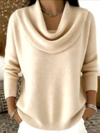 Pull Femme en Tricot à Col Bénitier & Manches Longues 12 Couleurs Unie - Idéal Automne/Hiver