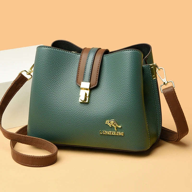 Marianne - Sac bandoulière bicolore en cuir véritable