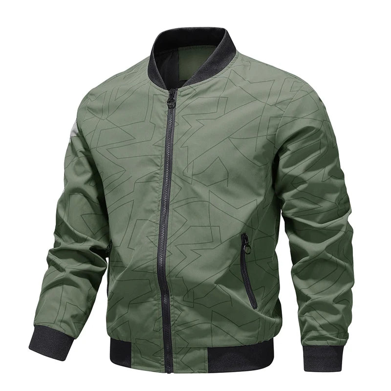 Veste Bomber Légère Mi-Saison à Motifs Géométriques - Homme