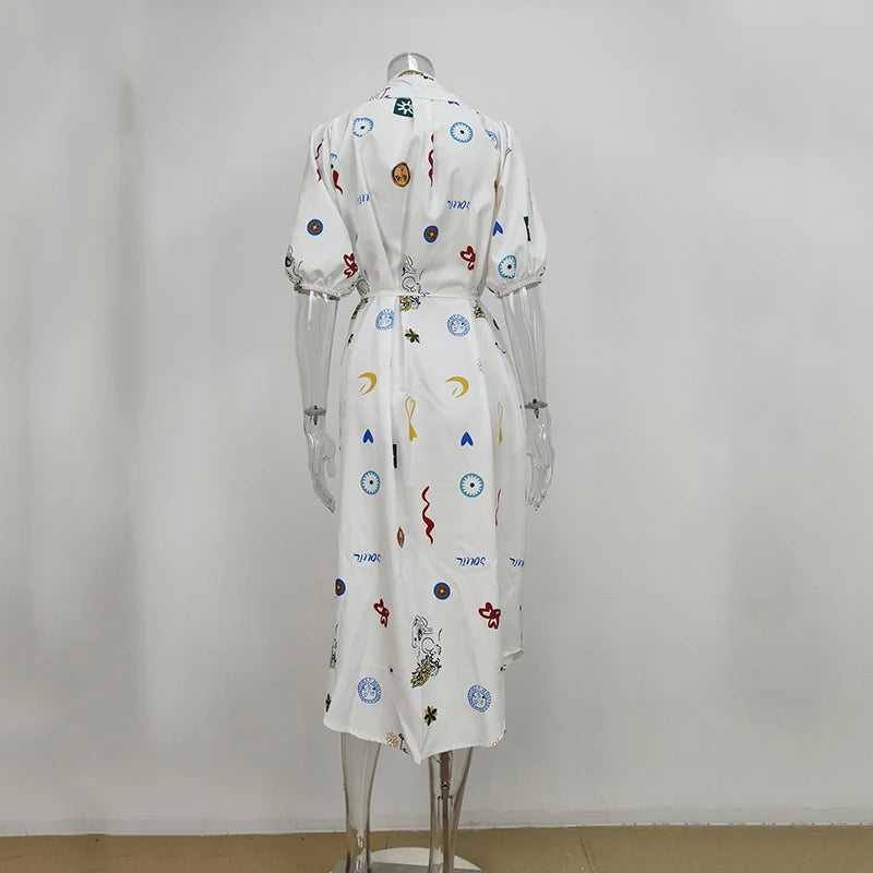 Robe Chemise imprimée à lacet pour femme
