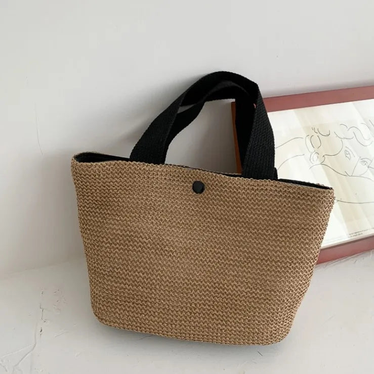 Mini Sac Fourre-tout d'été en Paille