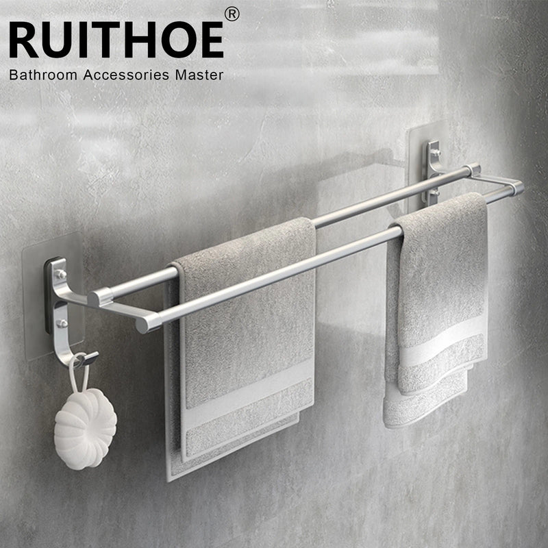 Porte-Serviettes Mural Double Barre Sans Perçage