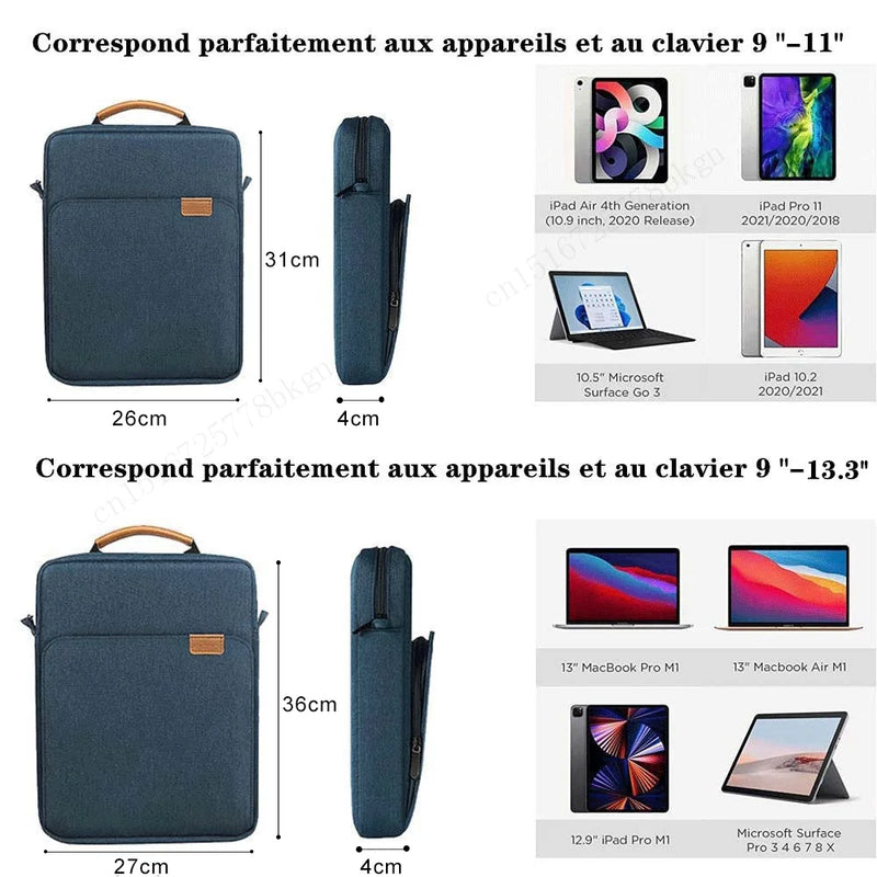 Sac bandoulière pour tablette et accessoires