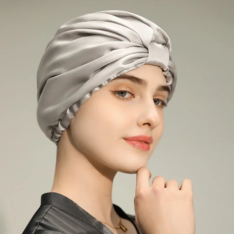 Bonnet de nuit en soie de mûrier pur pour femme