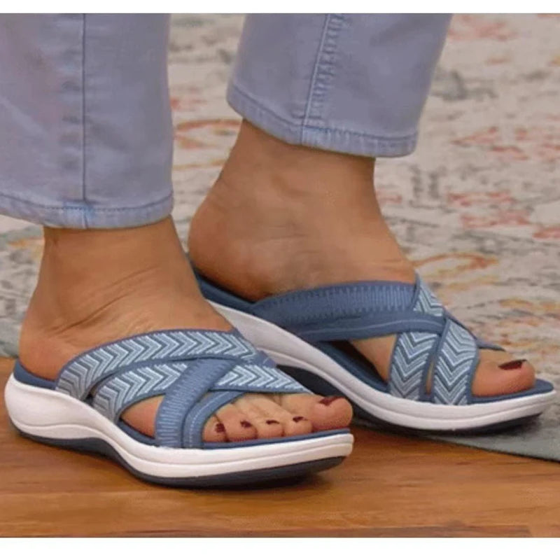 Sandales Mules Femme à Brides Croisées – Semelle Confort Nuage pour Plage et Été