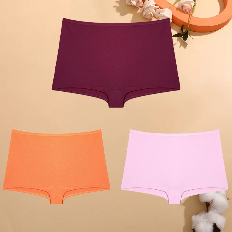 Lot de 3 Shortys Femme en Coton – Culottes Taille Basse Respirantes, Confortables & Extensibles