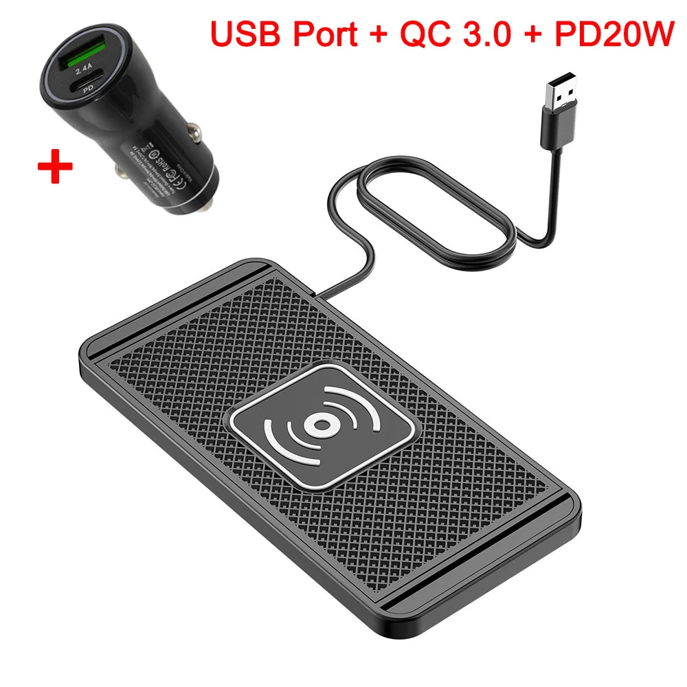 Chargeur Sans Fil Antidérapant de Voiture pour Smartphone