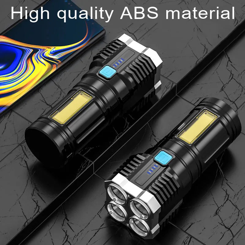 Lampe torche 4 LED ULTRA puissantes COB