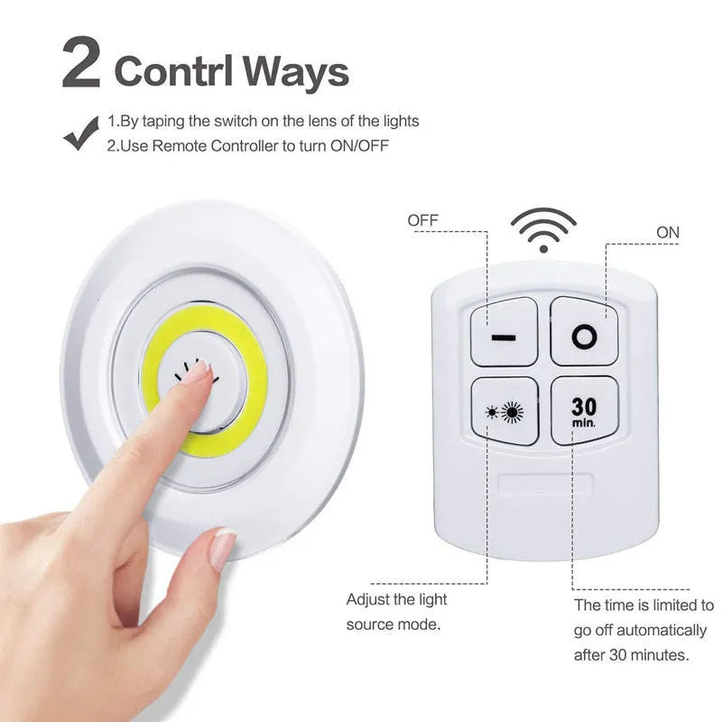 Lot de 6 Spots LED COB intensité réglable - Avec télécommande