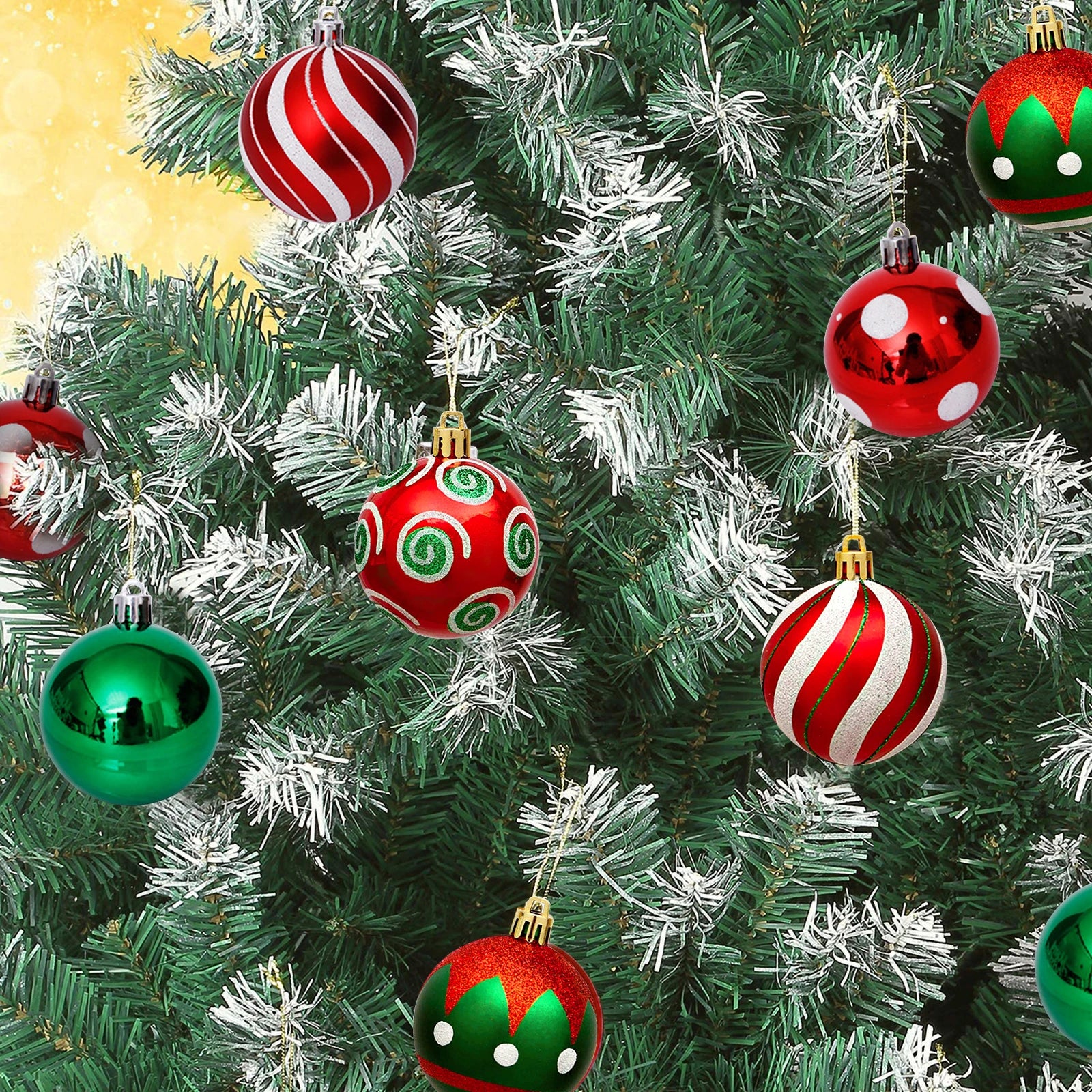 Lot de 30 Boules à Sapin de Noël aux couleurs traditionnelles - 60mm