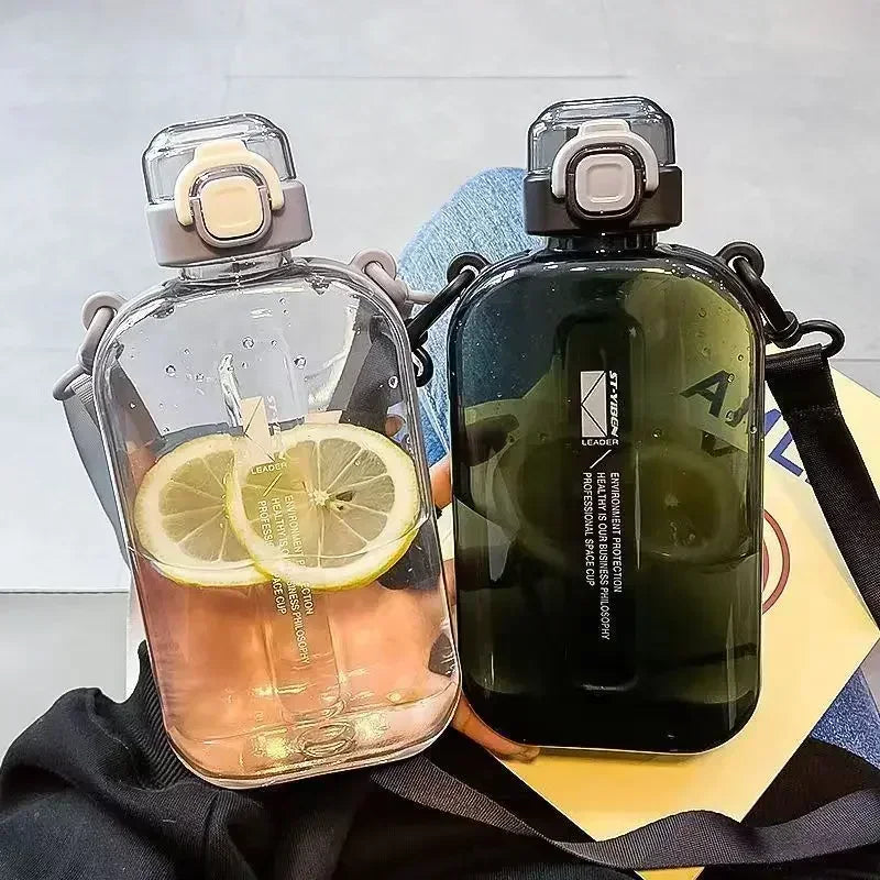 Gourde Plate de Voyage Élégante avec Sangle - 600ml