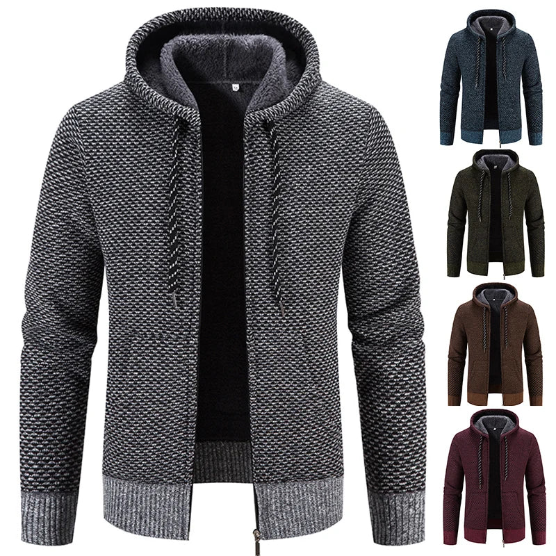 Cardigan à capuche epais avec fermeture Zip