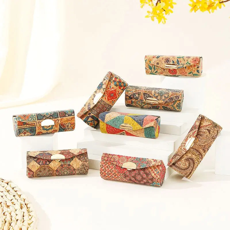 Boîte en Liège de Voyage à Motifs - Bijoux, Lunettes, Maquillage...