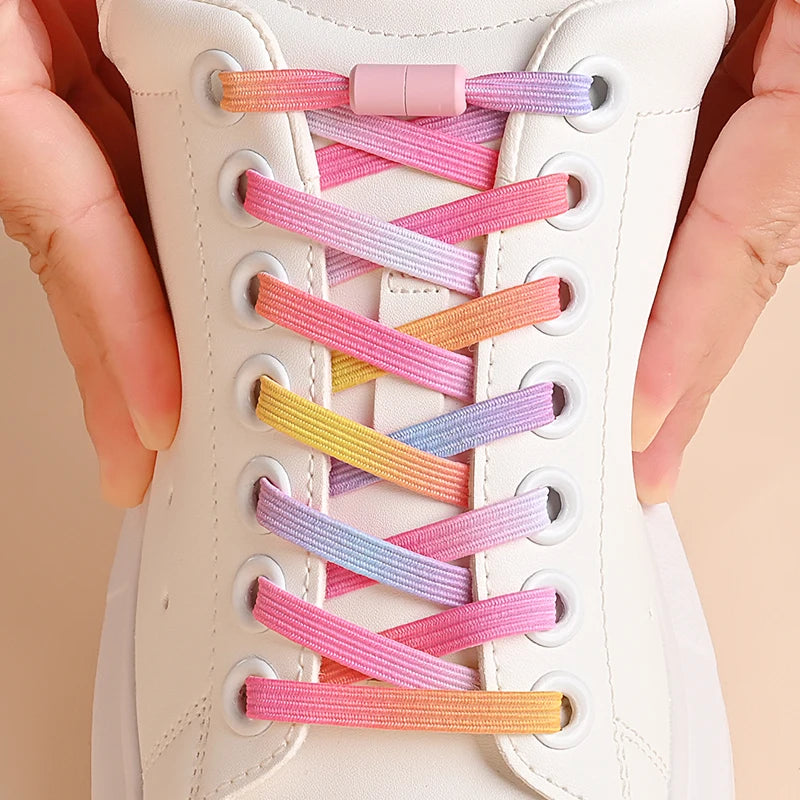 Lacets de chaussures élastiques sans laçage à paillettes