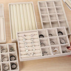 Lot de 7 Plateaux organisateur de bijoux en velours pour tiroir