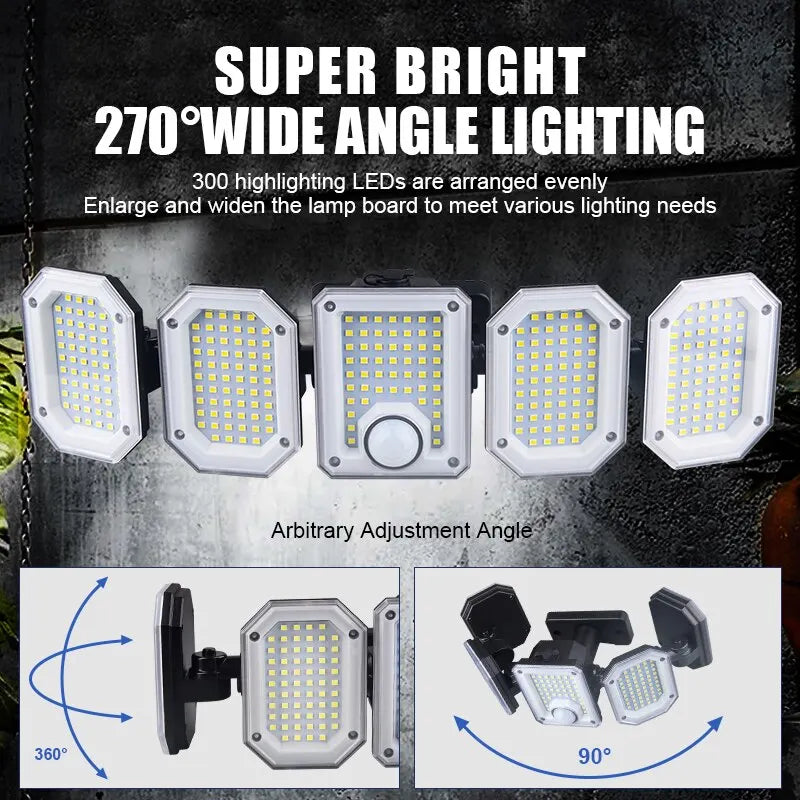 Applique murale à 300 LED Grand angle avec capteur de mouvement et télécommande