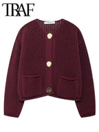 Cardigan Décontractés à gros boutons doré pour Femme