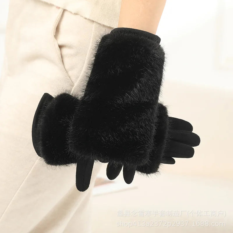 Gants en Daim & Fausse Fourrure Élégants & Chauds