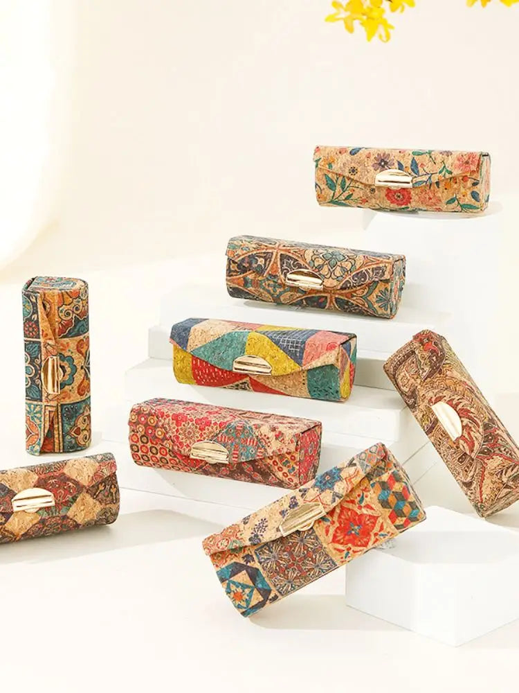 Boîte en Liège de Voyage à Motifs - Bijoux, Lunettes, Maquillage...