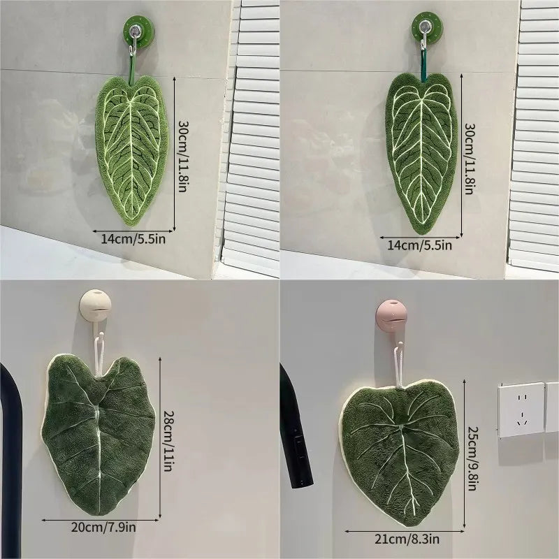Leafy - Serviette à Main en Microfibre Absorbante en forme de Feuille