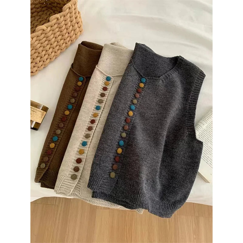 Pull Vintage sans manches - Col rond