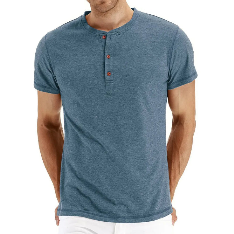 T-shirt Henley Manches Courtes en Coton pour Homme