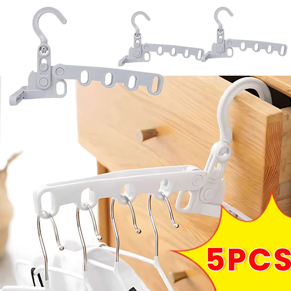 2x Support à Vêtements Compact – 5 Accroches Rétractables + 1 OFFERT