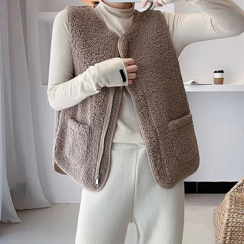 Gilet En Molleton Polaire Doux Sans Manche