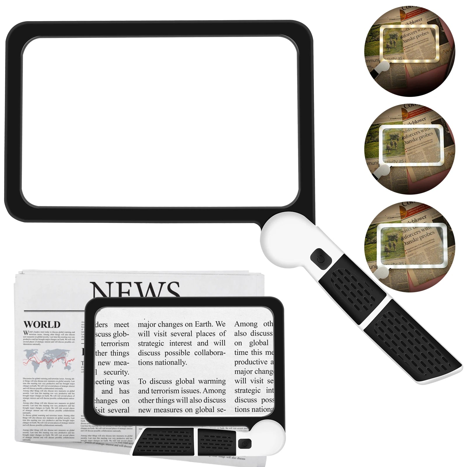 Loupe Grossissement x5 Portable à LED - Poignée Pliable