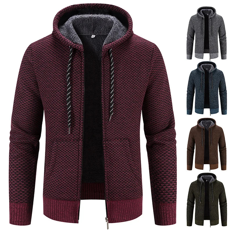 Cardigan à capuche epais avec fermeture Zip