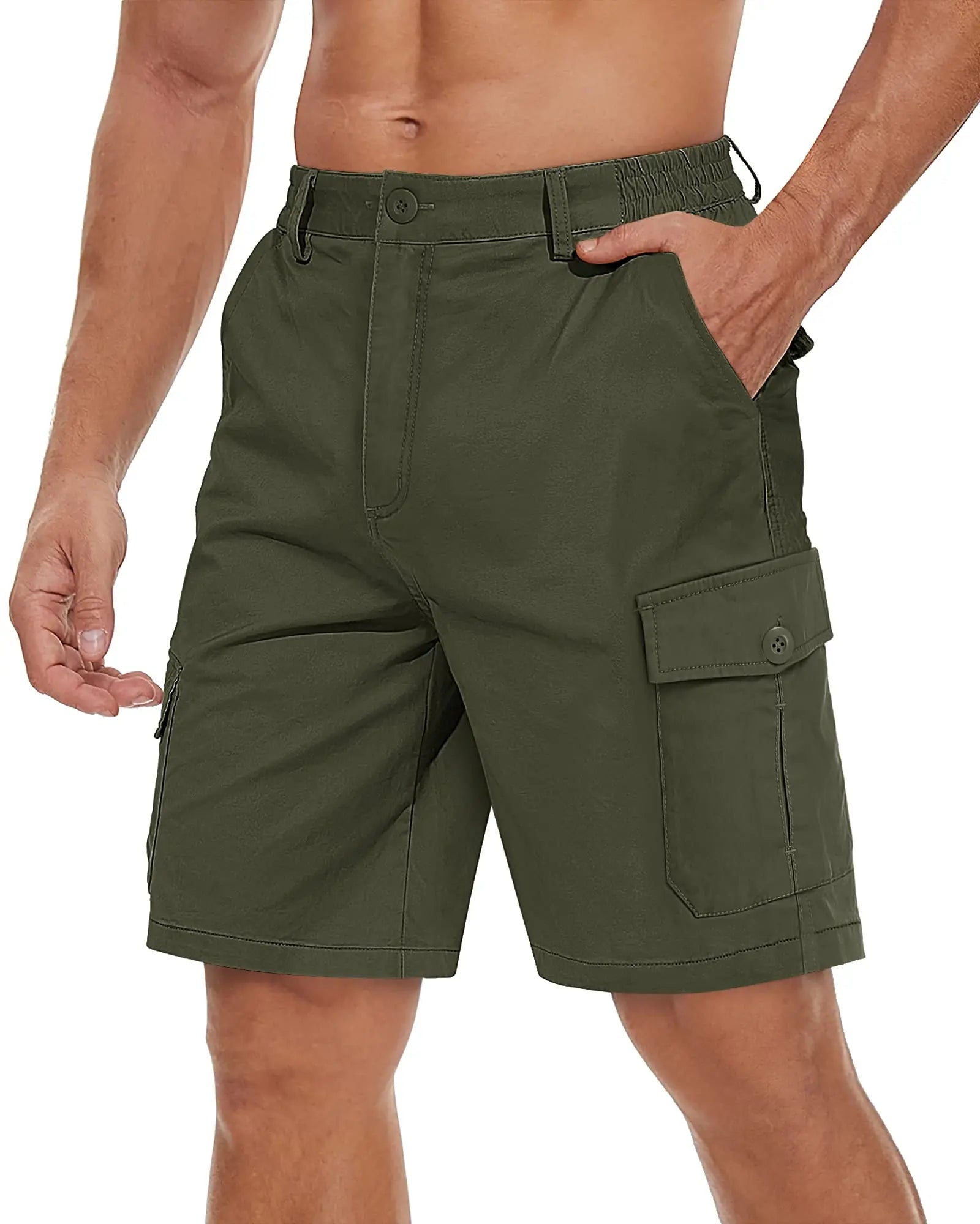 Short cargo para hombre, multibolsillos, cómodo, para verano