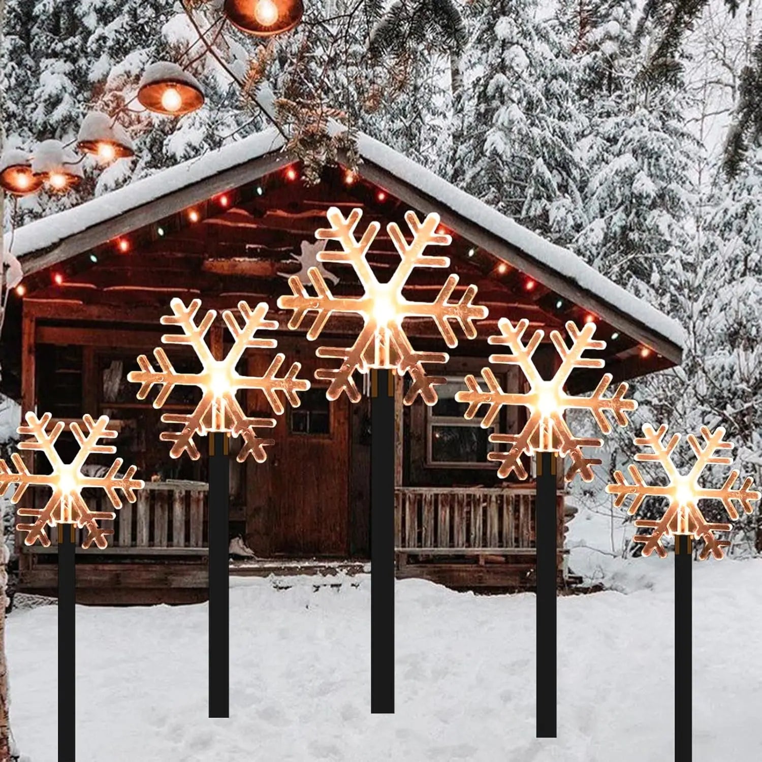 Lot de 5 éclairages de Noël Solaires lumière chaude
