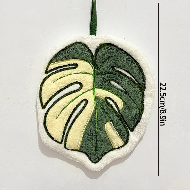 Leafy - Serviette à Main en Microfibre Absorbante en forme de Feuille