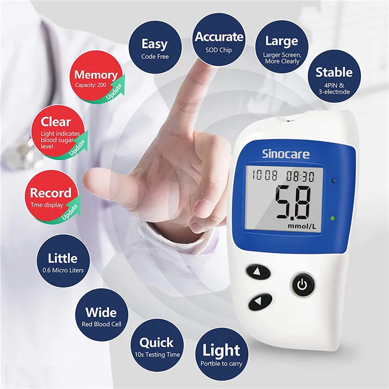 Kit Glycémie Diabète Sinocare avec 50 Bandes