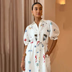 Robe Chemise imprimée à lacet pour femme