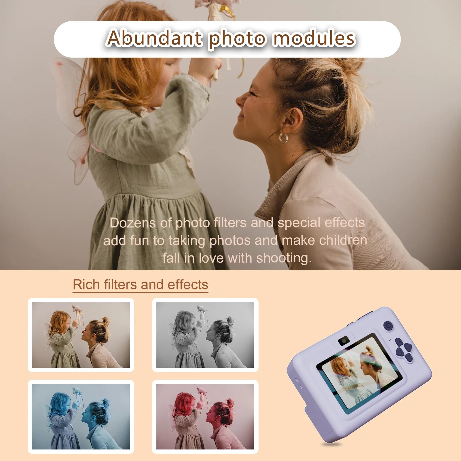 Appareil Photo Numérique 2.8" HD pour Enfants avec Impression Instantanée