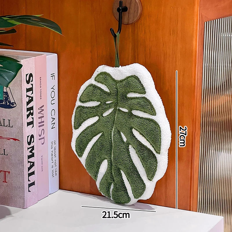 Leafy - Serviette à Main en Microfibre Absorbante en forme de Feuille