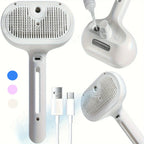 Brosse Anti-Poils Rechargeable pour Chien & Chat - Spray Intégré