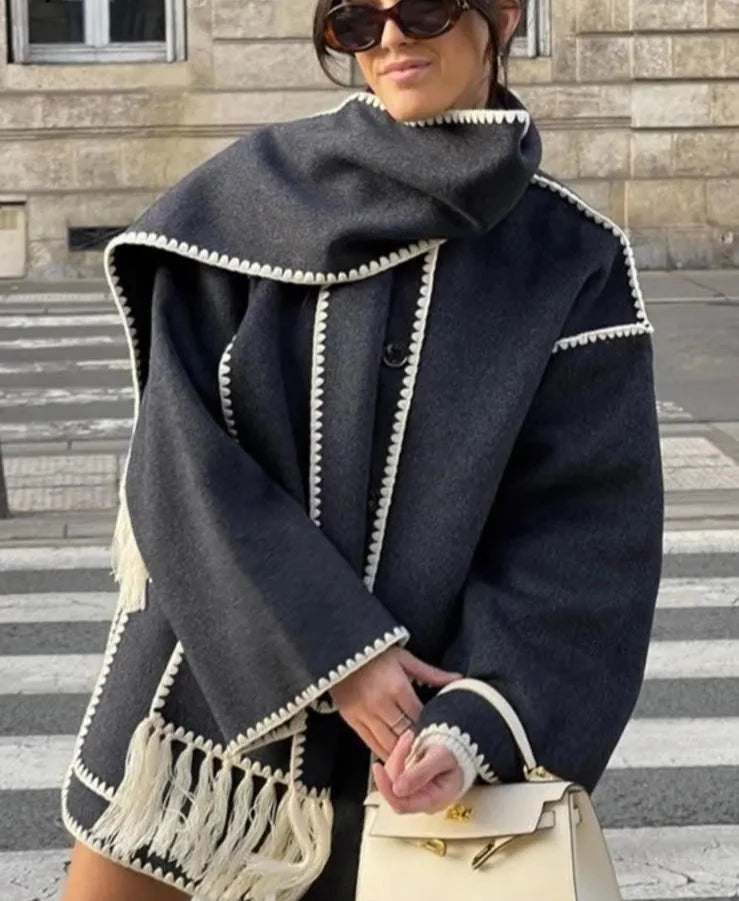 Manteau Écharpe Avec Touche de Tassel