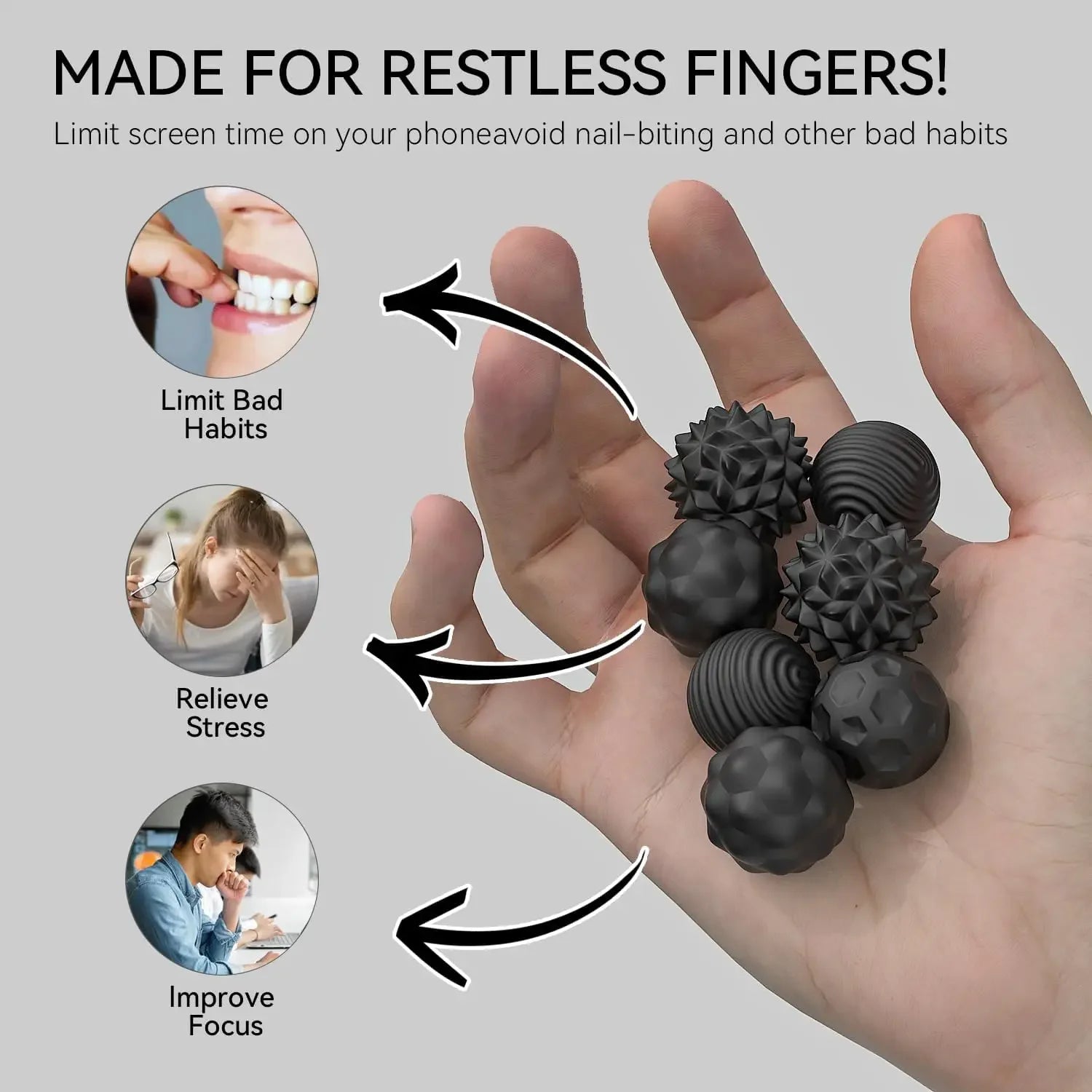 8x Boules Sensorielles Magnétiques en Silicone - Anti-Stres & Concentration