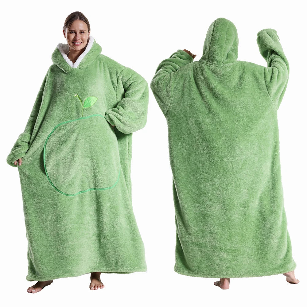 Sudadera de Manta Cálida y Larga con Capucha