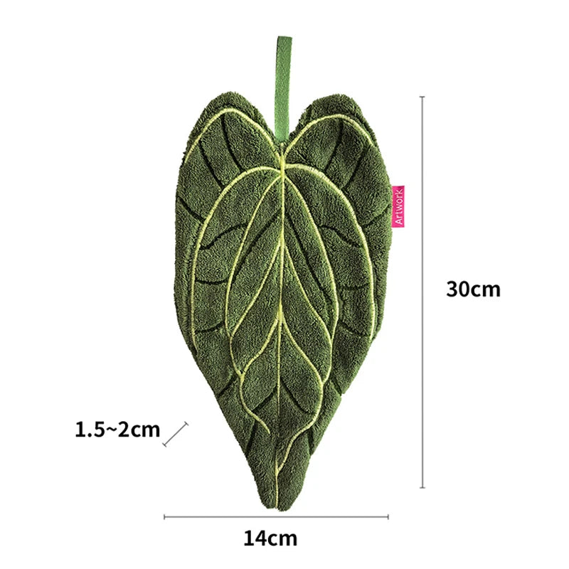 Leafy - Serviette à Main en Microfibre Absorbante en forme de Feuille