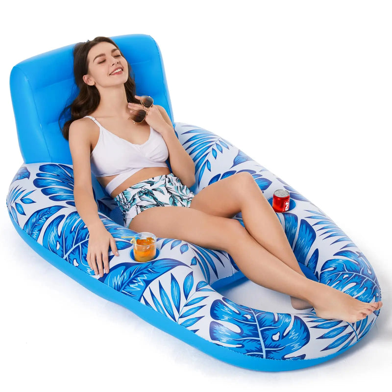Matelas de Piscine Gonflable avec Dossier & Porte-Gobelets
