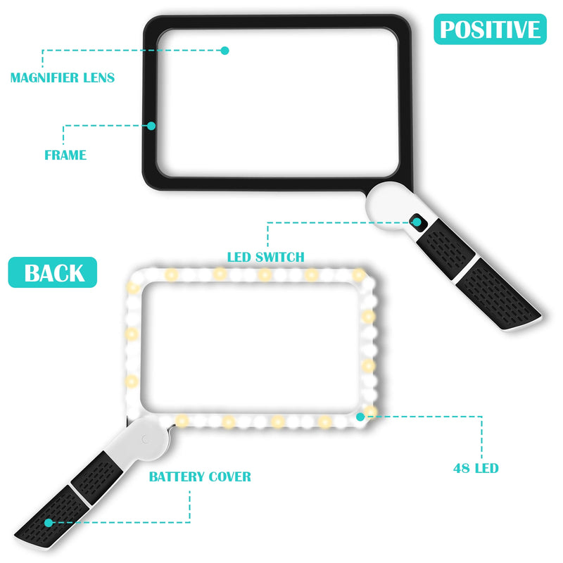 Loupe Grossissement x5 Portable à LED - Poignée Pliable
