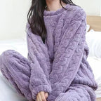 Ensemble Cocooning 2PCS en flanelle - Effet torsadé