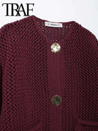 Cardigan Décontractés à gros boutons doré pour Femme