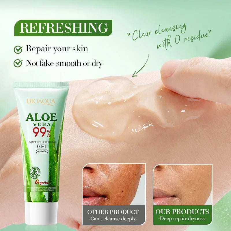 Gel d’Aloe Vera 99% Hydratant Visage & Corps – Soin Nourrissant et Apaisant pour Peaux Sensibles – 1 Acheté = 1 OFFERT