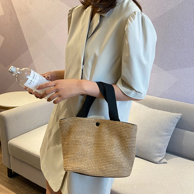 Mini Sac Fourre-tout d'été en Paille