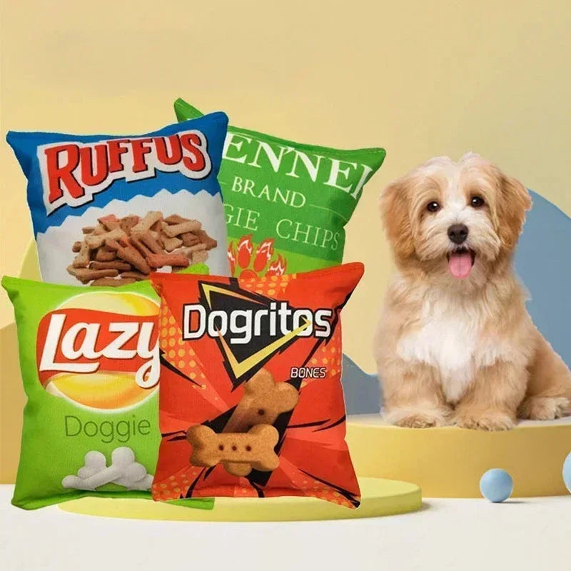 Jouet pour Chien Sac de Chips en Peluche – Couineur & Interactif – À Mâcher pour Chiots et Chiens